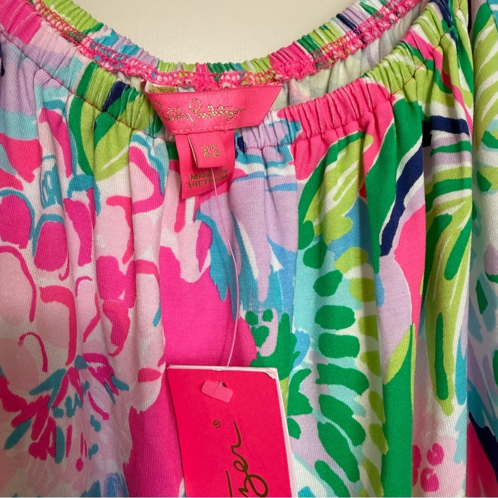 Lilly Pulitzer Lana Skirt Romper XS Pink Tropical Print Long Sleeve Mini Dress - Picture 4 of 14